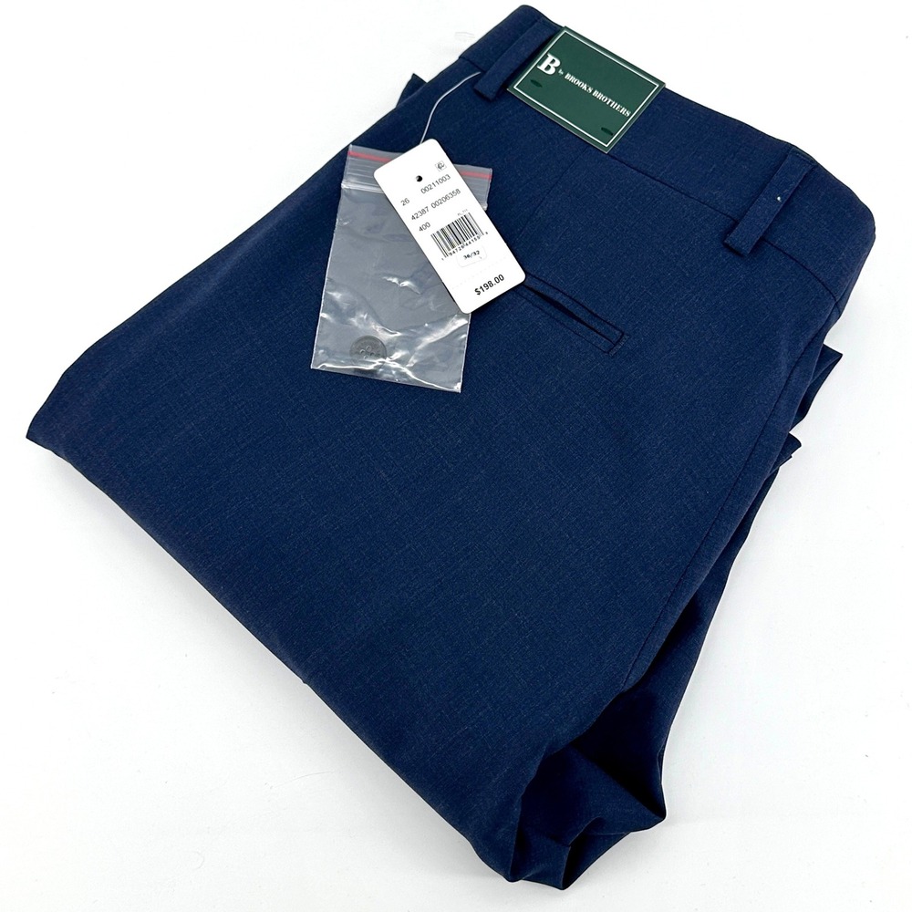 Brooks Brothers Wool Suit Dress Pants Mens 36/32 Navy Blue Slim Fit Modern New